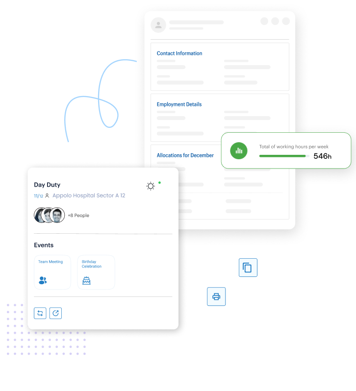 OrgApp flexible configuration screen showing location, shift and duty management settings